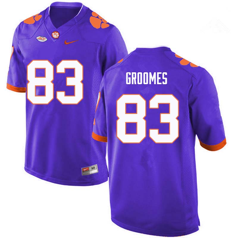 Men #83 Carter Groomes Clemson Tigers College Football Jerseys Sale-Purple